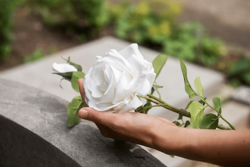 mão segurando uma flor branca para saber quanto tempo demora para sair pensão por morte